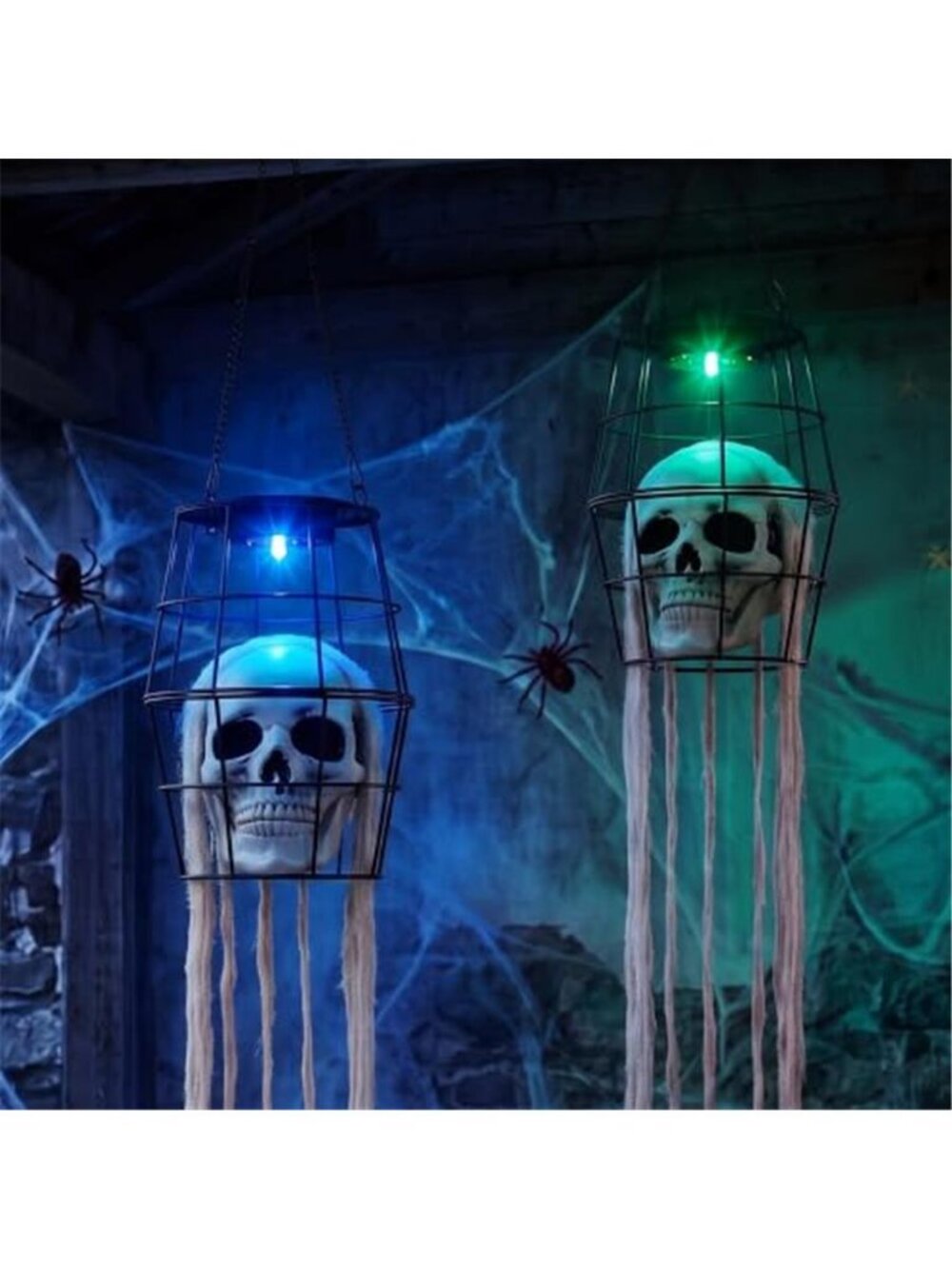 2PCS Solar Skeleton Halloween Lights, LED Color Changing Halloween Decorations
